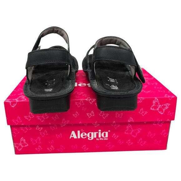 Alegria by PG Lite Sandals Womens 10.5 Wide Vienna Ankle Strap Black Leather - Picture 7 of 15